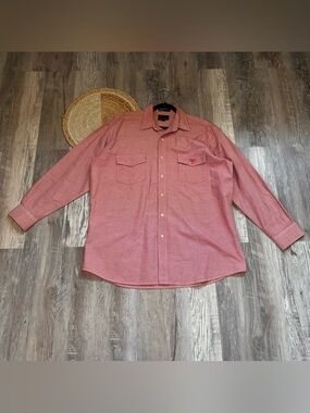 LUCCHESE 1883 Mens Red Micro-Houndstooth Long Sleeve Western Shirt